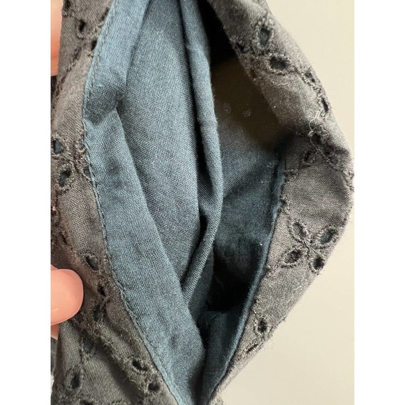 Vince Women’s Short Sleeve Square Neck Cotton Eyelet Lined Dress Black Size 4 - Picture 12 of 12